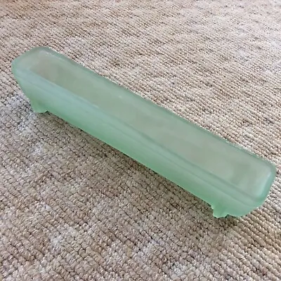Buy Vintage Art Deco Frosted Green Glass Posy Bowl Trough Vase Frog 20 Cm • 8£