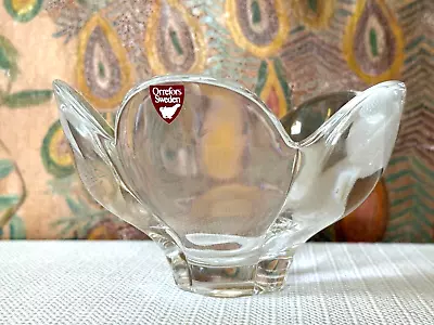 Buy Vintage Swedish Orrefors Art Glass Crystal Flower Pomona Bowl • 80.51£