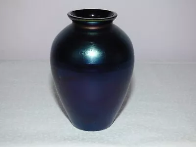 Buy Antique Bohemian Ruby Red Glass Vase Peacock Blue Purple Iridescent Kralik? • 60£