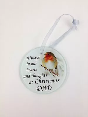 Buy Robin Glass Christmas Tree Hanging Plaque/Decoration Memorial Xmas Bauble • 4.25£