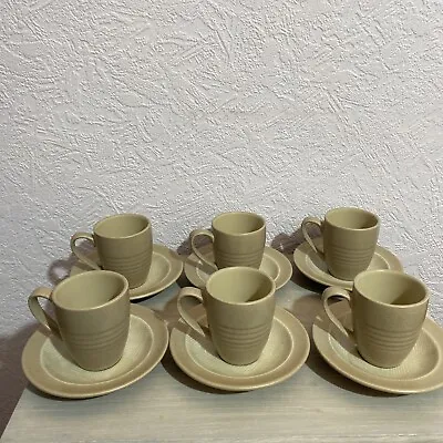 Buy Johnson Brothers Natural Stoneware X 6 Ridged Coffee/Expresso Mugs With Saucers • 8.99£