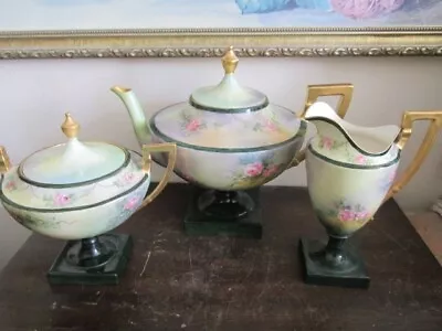 Buy Antique American Belleek Lenox Hand Painted Tea Set Teapot Roses Gold Signed • 426.93£