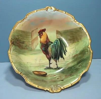 Buy Antique LDBC Flambeau Limoges Hand Painted Rooster Bowl 10  Artist Signed • 42.52£