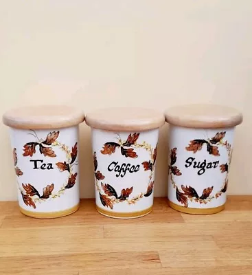 Buy Vintage Retro Hand Painted Tea Coffee Sugar Cannister Set • 4.99£