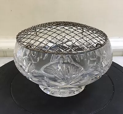 Buy Vintage Cut Glass Crystal Rose Bowl With Mesh • 19.50£