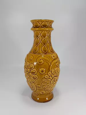 Buy Keramik Vase West German Bay Floral Relief 86 25 Ochre MCM  Flower Home Gift • 25£