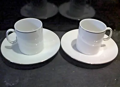 Buy 2 X Thomas Germany Medaillon Thin Platinum Coffee Duos Cups Saucers  Mint • 14.50£