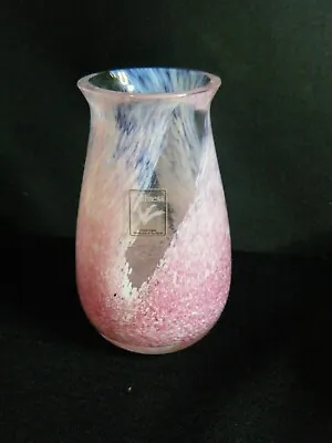 Buy Vintage  12 Cm Swirl  Pink And White Patterned Caithness Glass Vase  B11 • 4£
