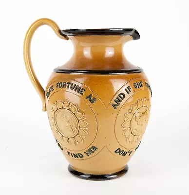 Buy Take Fortune As You Find Her- Large Royal Doulton Lambeth Stoneware Motto Jug • 70£