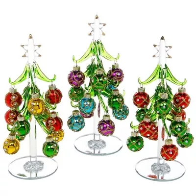Buy Beautiful, Medium, Glass Christmas Tree, Decorated With Coloured Baubles • 8.99£