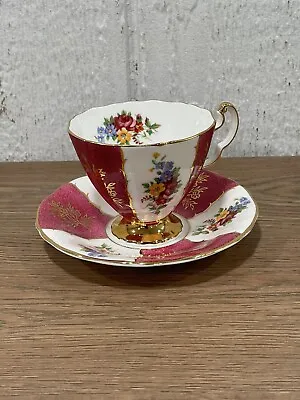 Buy Vintage Adderley Bone China Teacup & Saucer Pink White Gold Roses England • 37.88£