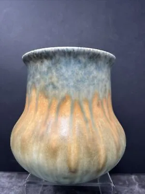 Buy Ruskin 1932 Art Deco Crystalline Drip Glaze Green Over Orange Vase #534 • 175£