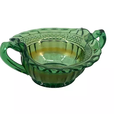 Buy Antique Northwood Carnival Glass Emerald Green Etched Ruffle Edge Bon Bon Dish • 18.92£