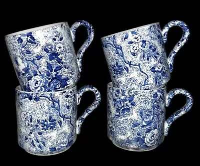 Buy VTG Laura Ashley Chintzware Staffordshire England Blue White Mug Cups 1989 • 48.21£