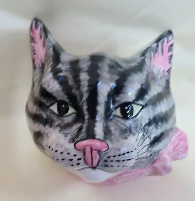 Buy Babbacombe Pottery     String Dispenser  Cat   Grey Tabby With Pink Bow • 29.50£