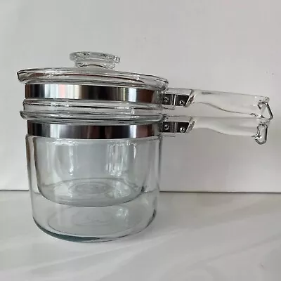 Buy VINTAGE Pyrex Double Boiler & Insert With Glass Lid Flameware 6283 Cooking Pot • 47.78£
