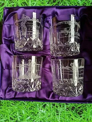 Buy Edinburgh Crystal Glass Golf 4 X Whisky Glass Tumblers 3  Tall COLLECT ONLY • 30£