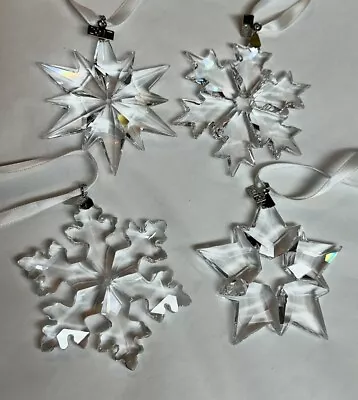 Buy SWAROVSKI Crystal Christmas Snowflake Ornaments 2016 2017 2018 2019 Lot Of 4 • 151.79£