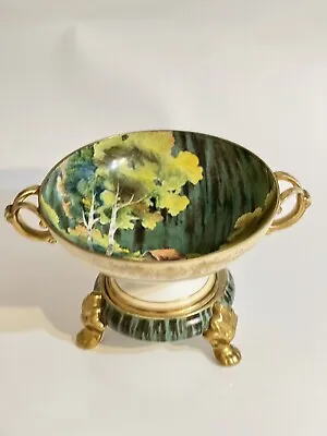 Buy Noritake Twin Handled Pedestal Bowl, The Interior Hand Painted  C1920 • 230£