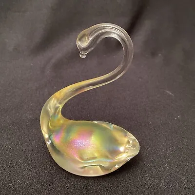 Buy Yellow Iridescent Swan Glass ~ 12cm Tall • 10£
