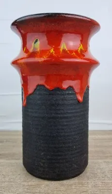 Buy Vintage West Germany Fat Lava Vase Jasba Black And Red. • 65£