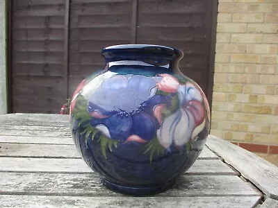 Buy Moorcroft Pottery. Larger Anemone On Blue  Pattern  Ball Shape Vase Vase . • 295£