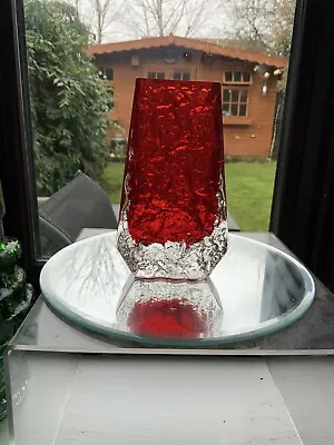 Buy Whitefriars  Baxter Ruby Red Glass Coffin Vase Lovely Condition • 60£