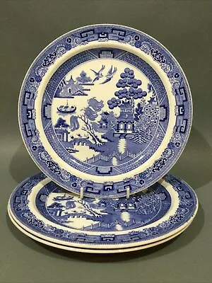 Buy Wedgwood “ Willow Pattern “ 3 X Breakfast / Luncheon Plates  Blue & White China • 23.95£