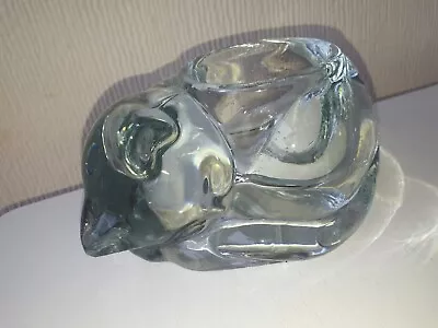Buy Vintage Clear Glass Sleeping Cat Voive Candle Holder Heavy Vgc • 16£