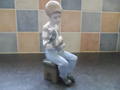 Buy Nao Lladro Boy Sitting Down With Puppy Dog Figure • 10£