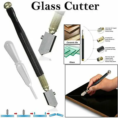 Buy Professional Glass Cutter Oil Lubricated Cutters With Grip Carbide Precision UK • 3.49£