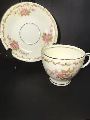 Buy Vintage Cream And Pink Floral Sutherland Bone China Teacup Cup & Saucer England • 21.14£