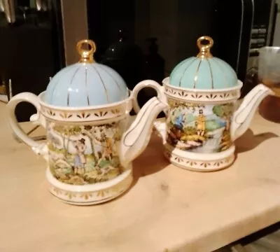 Buy Pair Of Vintage Sadler Teapots - Sporting Scenes Of The 18th Century • 28.99£
