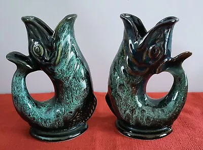 Buy Pair Of Fosters Pottery Gurgling Fish Jugs 17cm • 18£