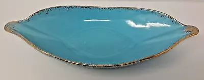 Buy California Pottery Turquoise W/ Gold Console Bowl Mid-Century Modern USA 45 • 370£
