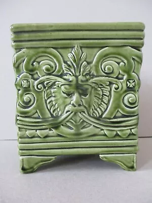 Buy A Vintage / Antique Majolica Style Green Man Ceramic Pottery Plant Pot Holder • 3.95£