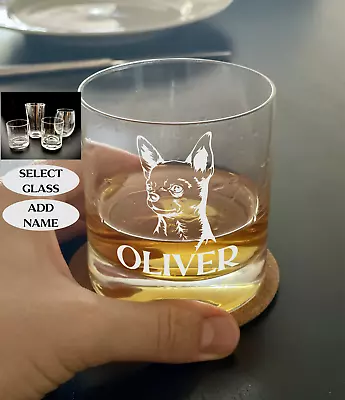 Buy CHIHUAHUA Face ENGRAVED On Glassware, ADD NAME, Dog Lover, New Puppy • 21.69£