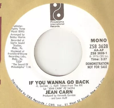 Buy JEAN CARN If You Wanna Go Back PIR PROMO PHILLY NORTHERN SOUL USA 45 • 4.20£