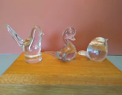 Buy Three Charming Hand Blown Glass Bird Ornaments. One By Norsk Krystall, Hadeland. • 24£