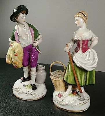 Buy Antique German Figurines Porzellanmarke Von Schierholz 431 Pair 15cm Tall 1890s • 178.20£