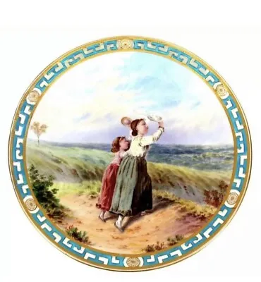 Buy Minton Boullemier Plate Pierced Hand Painted Girls In Field Circa 1873 • 240£