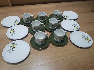 Buy Vintage Myott 321 Green And White 6 X Tea Plates 7 X Cups 7 X Saucers • 7.99£