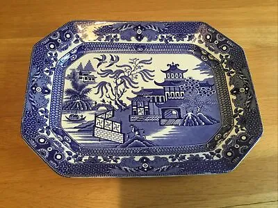 Buy VINTAGE BURLEIGH WARE WILLOW PATTERN 13x10 Inches PLATTER GREAT CONDITION C1930 • 15£