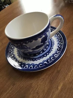 Buy NEW Blond Amsterdam Deft Blue Hand Painted Skate Soup Cocoa Latte Tea Cup Saucer • 21.21£