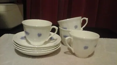 Buy Vintage Adderley Bone China Blue Chelsea Pattern 4 Cups Saucers Side Plates • 7.50£