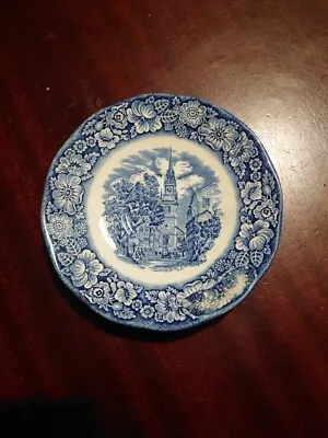 Buy VINTAGE LIBERTY BLUE SAUCER  Historic Colonial Scenes OLD NORTH CHURCH Grindley • 3.95£