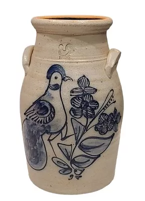 Buy Rowe Pottery Works  Salt Glazed Blue Bird Stoneware Jug/ Crock 1988 10.¼  EUC  • 139.22£