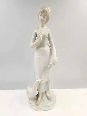Buy Lladro Style FIgurine Girl With Goose 10.5  Tall Nano • 9.99£