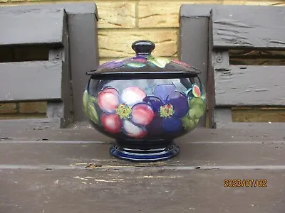 Buy Moorcroft  Pottery.   Pretty Covered Pot In The Clematis On Blue Design • 195£
