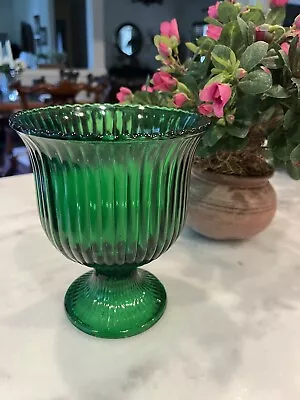 Buy Vintage EO BRODY & CO. Green  6.5  RIBBED GLASS FOOTED VASE • 14.17£